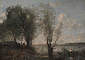 葦の間の船員、ca。 1865 作： Jean Baptiste Camille Corot