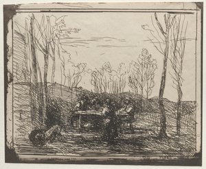 グレードでの朝食、オリジナルの印象1857、1921年に印刷。 作： Jean Baptiste Camille Corot