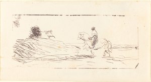 1853年、騎手とのカルト・ド・ビジット。 作： Jean Baptiste Camille Corot