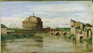 イタリア、ローマのサンタンジェロ城 ... 作： ジャン・バプティスト・カミーユ・コロー