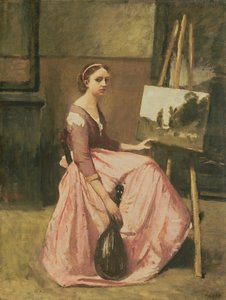 コロットのスタジオ、1860年頃 作： Jean Baptiste Camille Corot