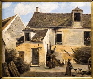 パリ近郊の家の中庭 作： Jean Baptiste Camille Corot