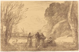 テラシーナの家族 Une famille a terracine, 1871年。 作： Jean Baptiste Camille Corot