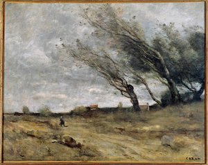 疾風の絵 カミーユ・コロー（1796-1875） 1870年 日0,47 X 0,58 m Reims.美術博物館 作： Jean Baptiste Camille Corot