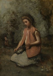 ガーランドを編む少女、1860-65年。