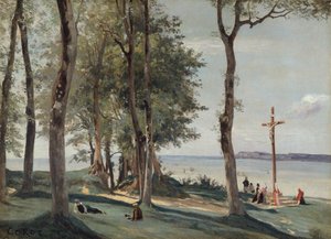 オンフルール：カルバリー、ca。 1830年。 作： Jean Baptiste Camille Corot
