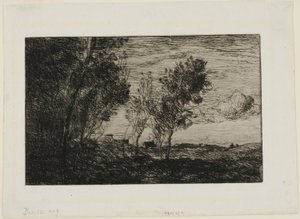 砂丘で：ハーグの森のお土産 作： Jean Baptiste Camille Corot
