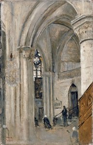 マンテス教会の内部 作： Jean Baptiste Camille Corot