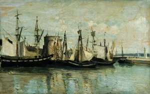 ラ ロシェル、乾ドックの入り口 作： Jean Baptiste Camille Corot
