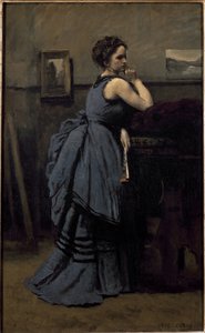 青い服の女（油彩・キャンバス 作： Jean Baptiste Camille Corot