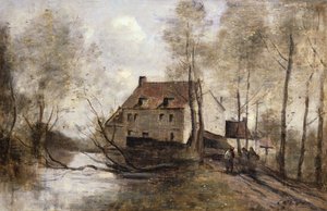 ドゥエー近くのプランク、ルムーランブルール 作： Jean Baptiste Camille Corot