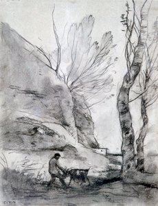 山羊に苦しむ男、c1816-1875 作： Jean Baptiste Camille Corot