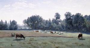 マルクシス-牛の放牧、1845-50 作： Jean Baptiste Camille Corot