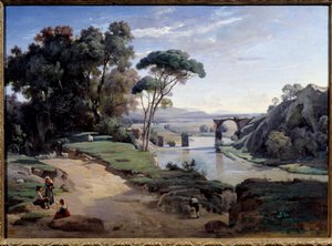 ローマ近郊のナルニ橋。カミーユ・コロー（1796-1875）の絵 作： Jean Baptiste Camille Corot