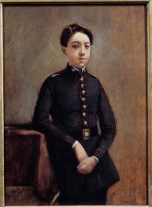 大学生アベル・シャンボーの肖像 カミーユ・コロー（1796-1875）の絵画 19世紀 日0.32x0.24m 作： Jean Baptiste Camille Corot