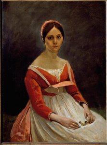 少女の肖像（油彩・キャンバス 作： Jean Baptiste Camille Corot
