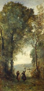 ナポリのビーチの回想、1871-1872 作： Jean Baptiste Camille Corot