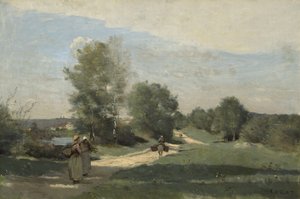 水辺の道、1865年頃？-70 作： Jean Baptiste Camille Corot