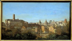 ファルネーゼ庭園から見たローマ、フォーラム。カミーユ・コロー（1796-1875）の作品 作： Jean Baptiste Camille Corot