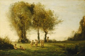 愛のラウンド;日の出;愛のラウンド;サンライズ、1854-55年 作： Jean Baptiste Camille Corot