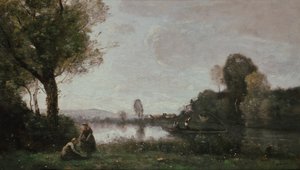 チャトゥ近くのセーヌの風景、1885年 作： Jean Baptiste Camille Corot