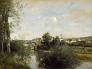 LimayのSeineとOldBridge 作： Jean Baptiste Camille Corot