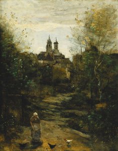 スミュール、教会への道。 Semur、Le Chemin de l "Eglise、c。1855-1860および1872-1873 作： Jean Baptiste Camille Corot