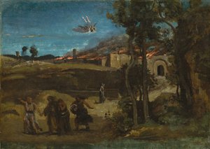 ソドムの破壊のための研究、1843年。 作： Jean Baptiste Camille Corot