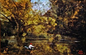 The Angler」（油彩・キャンバス） 作： Jean Baptiste Camille Corot