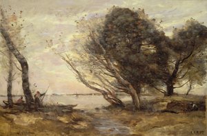 洪水後の湖のほとり、1870年頃 作： Jean Baptiste Camille Corot