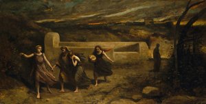 ソドムの燃焼、以前はソドムの破壊、1843年と1857年。 作： Jean Baptiste Camille Corot