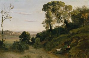 ナポリ近くの田園地帯（キャンバスに油彩） 作： Jean Baptiste Camille Corot