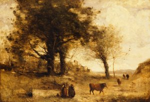 牛と井戸 作： Jean Baptiste Camille Corot