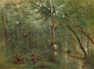 うなぎ採集、18601865。 作： Jean Baptiste Camille Corot