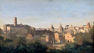 1826年にローマのファルネーゼ庭園から見たフォーラム 作： Jean Baptiste Camille Corot