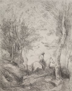 森の中の大騎士 作： Jean Baptiste Camille Corot