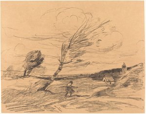 突風 Le Coup de vent』1871年。 作： Jean Baptiste Camille Corot