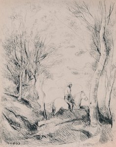 森の中の騎士、1854年頃、1946年 作： Jean Baptiste Camille Corot