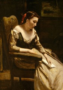 手紙、ca。 1865 作： Jean Baptiste Camille Corot