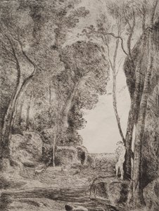 リトルシェパード、オリジナルの印象1855、1921年に印刷。 作： Jean Baptiste Camille Corot