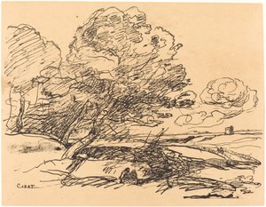 The Lonely Tower (ラ トゥール isolee) 作： Jean Baptiste Camille Corot