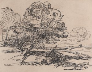 孤独な塔 La Tour isolée, 1871. 作： Jean Baptiste Camille Corot