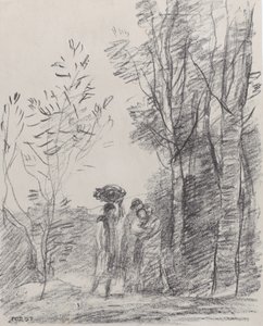 木立の中での出会い La Rencontre au bosquet, 1871. 作： Jean Baptiste Camille Corot