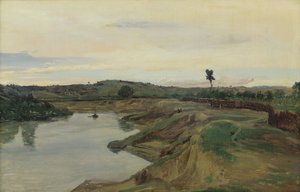 プロムナードデュプッサンまたはローマのカンパーニャ、1826-28年 作： Jean Baptiste Camille Corot