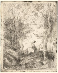 森のライダー 大皿 作： Jean Baptiste Camille Corot