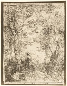 森のライダー 小皿 作： Jean Baptiste Camille Corot