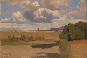 クラウディウス水道橋のあるローマのカンパーニャ 作： Jean Baptiste Camille Corot
