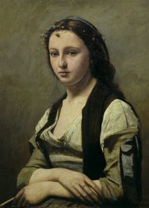 真珠の女、1842年頃（帆布に油彩） 作： Jean Baptiste Camille Corot