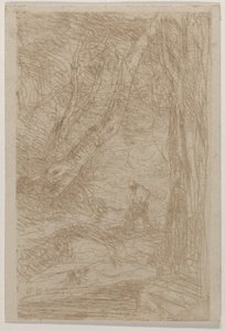 レンブラント・ル・ブシュロン・ド・レンブラントの木こり、1853 年 5 月。 作： Jean Baptiste Camille Corot