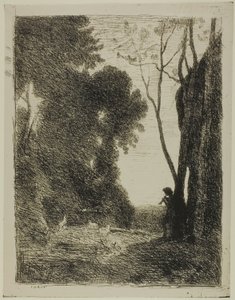 若い羊飼い、二皿目 作： Jean Baptiste Camille Corot